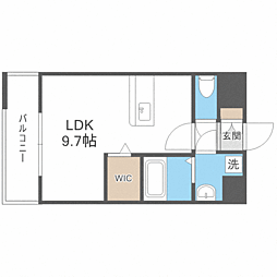 リブス博多駅南4 ワンルームの間取図画像