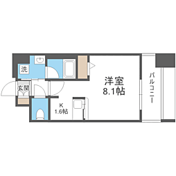エンクレスト博多スタイル 1Kの間取図画像