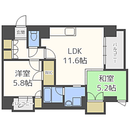 レジディア西新 2LDKの間取図画像