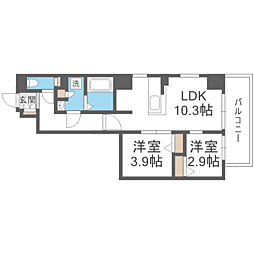 MODERN PALAZZO博多Bay 2LDKの間取図画像