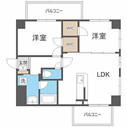 ハイランドスクエア西新 2LDKの間取図画像