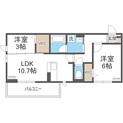 トリシア野多目I I 2LDKの間取図画像