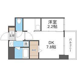 エンクレスト博多THETIME 1DKの間取図画像