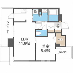 エンクレスト天神LINK 1LDKの間取図画像