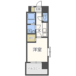 エンクレスト天神メルス2 1Kの間取図画像
