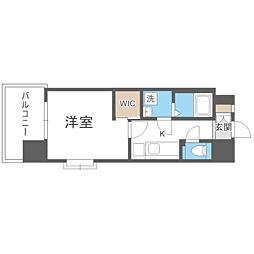 エンクレスト天神メルス2 1Kの間取図画像