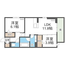 トリシア野多目I I 2LDKの間取図画像