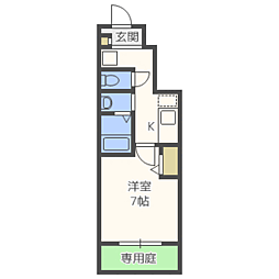 グランドール 1Kの間取図画像