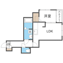 Kag.R九産大前 1LDKの間取図画像