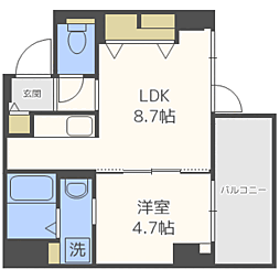 ヴァンドメール唐人 1LDKの間取図画像