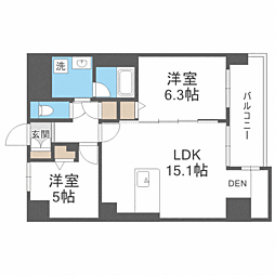 レジディア西新 2LDKの間取図画像