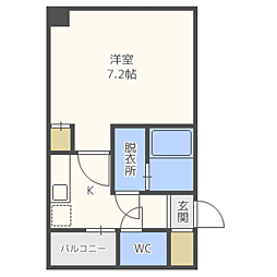 ホワイトキャッスル吉塚壱番館 1Kの間取図画像