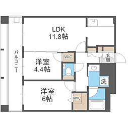 エンクレスト博多EXCEED 2LDKの間取図画像