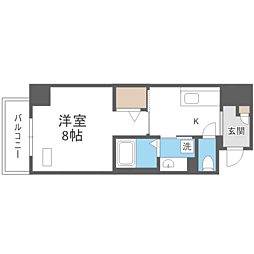 セラヴィ箱崎 1Kの間取図画像