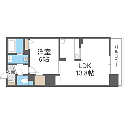 S-FORT警固タワー 1LDKの間取図画像