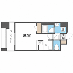 エンクレスト博多スタイル 1Kの間取図画像