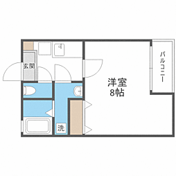 クレフラスト空港北B棟 1Kの間取図画像