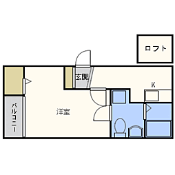 セントラルコート室見 ワンルームの間取図画像