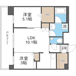エンクレスト天神LINK 2LDKの間取図画像