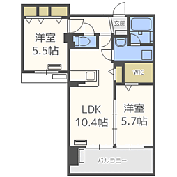 キルンズ博多駅南 2LDKの間取図画像