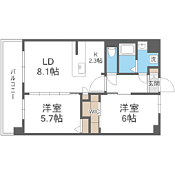 R-RESIDENCE博多駅南afford 2LDKの間取図画像