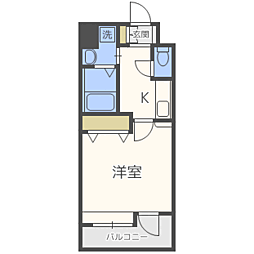 エンクレスト中呉服 1Kの間取図画像