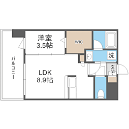 エンクレスト博多プレミア 1LDKの間取図画像