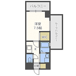 エンクレスト祇園 1Kの間取図画像