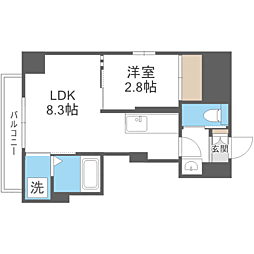 ADORE 六本松 1LDKの間取図画像