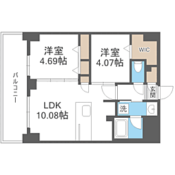 S-RESIDENCE薬院aureate 2LDKの間取図画像