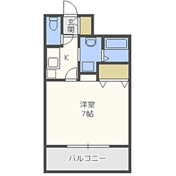 DSTOWER大博通り 1Kの間取図画像