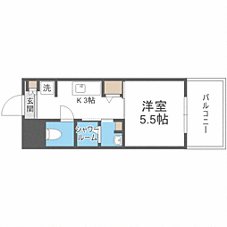 パグーロ西新南 1Kの間取図画像