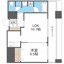 KDXレジデンス大濠ハーバービュータワー 1LDKの間取図画像
