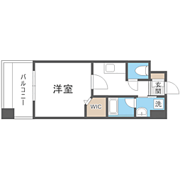 エンクレスト博多イーストパーク 1Kの間取図画像