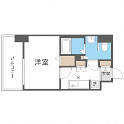 エンクレスト香椎 1Kの間取図画像