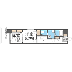 エンクレスト渡辺通2 2Kの間取図画像