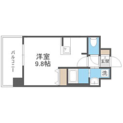 エンクレストベイ天神EAST ワンルームの間取図画像