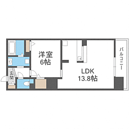S-FORT警固タワー 1LDKの間取図画像