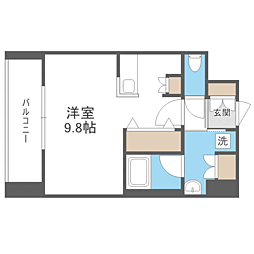 エンクレスト博多THETIME ワンルームの間取図画像