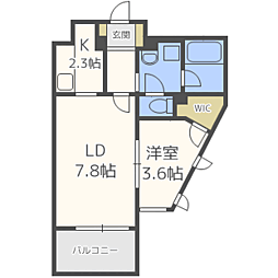 ビエネスタ千代県庁口 1LDKの間取図画像