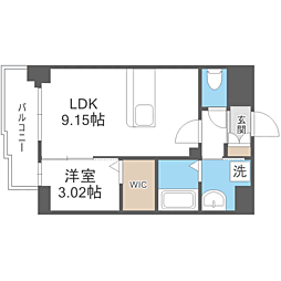 LIBTH・西新 1LDKの間取図画像