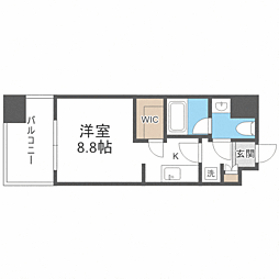 パークアクシス福岡県庁前 ワンルームの間取図画像