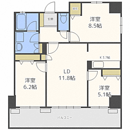 ラクレイス香椎照葉 3LDKの間取図画像