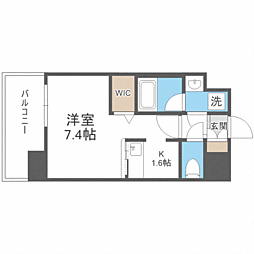 エンクレスト博多駅南FIT 1Kの間取図画像