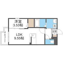 LIBTH高宮東2 1LDKの間取図画像