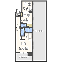 KDX清水レジデンス 2LDKの間取図画像