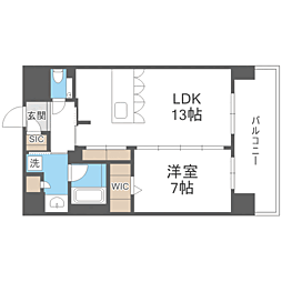 S-RESIDENCE大手門awesome 1LDKの間取図画像