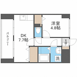 オーレオール 1DKの間取図画像