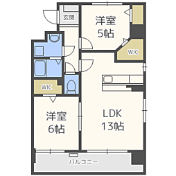 スカイシャトレ空港南 2LDKの間取図画像