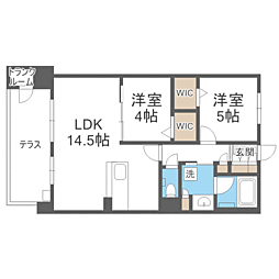 S-RESIDENCE愛宕SOUTH 2LDKの間取図画像